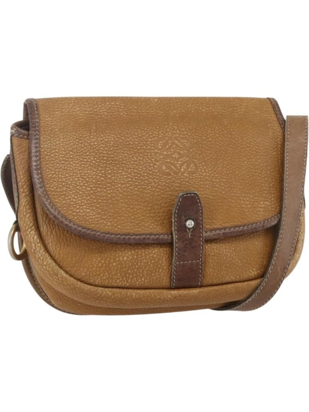 LOEWE Anagram Shoulder Bag Leather Beige Gold